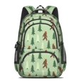 thumbnail image 2 of Bigfoot and Feather Green Pattern Backpack for School, Cute School Bag with Adjustable Shoulder Straps and Padded Back, 16.9"x12.6"x5.9", 2 of 5