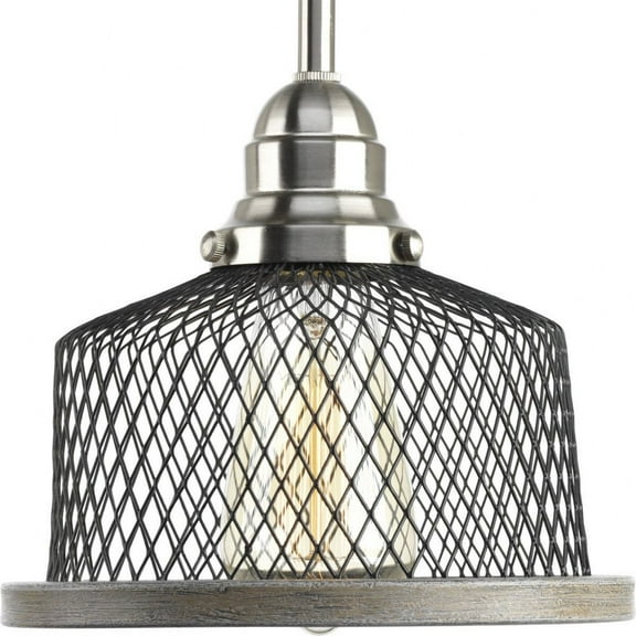 Progress Lighting Tilley 1-Light Mini-Pendant, Brushed Nickel, Metal Mesh Shade
