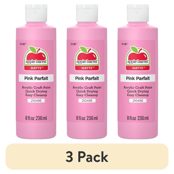 (3 pack) Apple Barrel Acrylic Craft Paint, Matte Finish, Pink Parfait, 8 fl oz