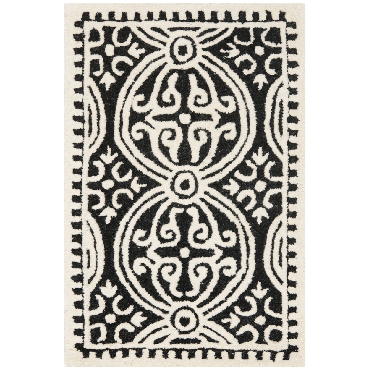 SAFAVIEH Cambridge Leslie Geometric Wool Area Rug, Black/Ivory, 4' x 4' Square