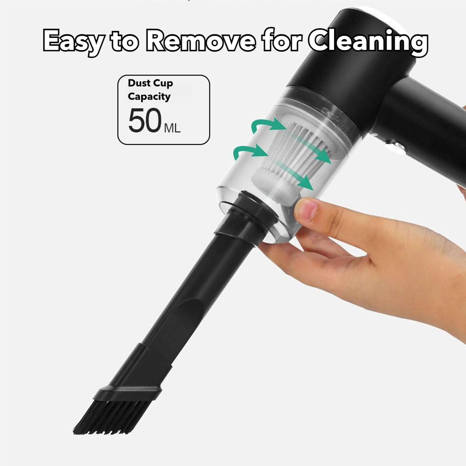 Dustaclean Handheld Vacuum Cordless, 5000Pa Mini Portable Vacuum Cleaner with LED Light, Type-C Rechargeable, Lightweight for Car, Office, Home Cleaning