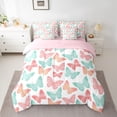 thumbnail image 2 of Homewish Colorful Butterflies 7-Piece Bedding Comforter Set For Children Kids Teens,Dreamy Princess King Bedding Sets,Pink Teal Ultra Soft Bed Sheets,Luxury Bedroom Decor,Reversible, 2 of 8