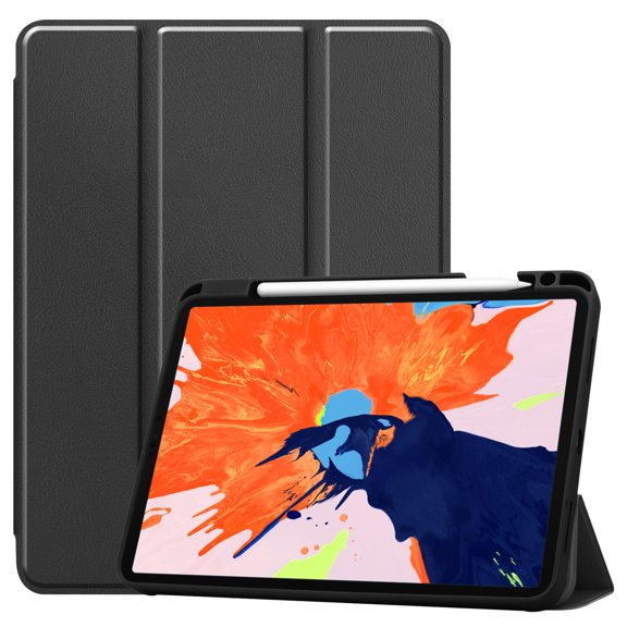 Allytech for New iPad Pro 12.9 Inch 4th Generation 2020 with Pencil Holder, Full Body Protective Folio Stand Rugged Shockproof Cover with Auto Sleep/Wake, Support 2nd Gen Pencil Charging, Gray