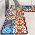 thumbnail image 2 of Kitchen Rugs Sets Of 2,Multicolor Ethnic Geometric Patchwork Pattern Anti Fatigue Kitchen Mat Rugs Non Slip Washable,Decorative Kitchen Floor Mats for Kitchen,Sink,Laundry,17"x47"+17"x47", 2 of 5