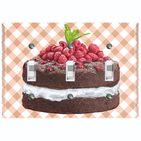 Metal Light Switch Plate Cover Elegant Chocolate Cake Dessert CAK009