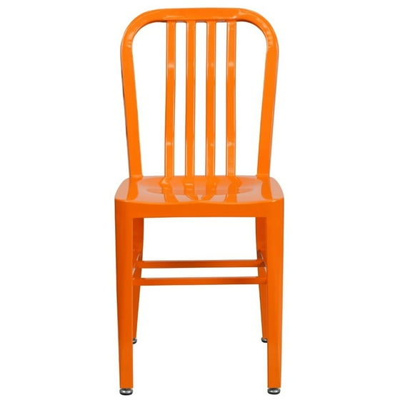 Bowery Hill Indoor Outdoor Metal Dining Chair In Orange