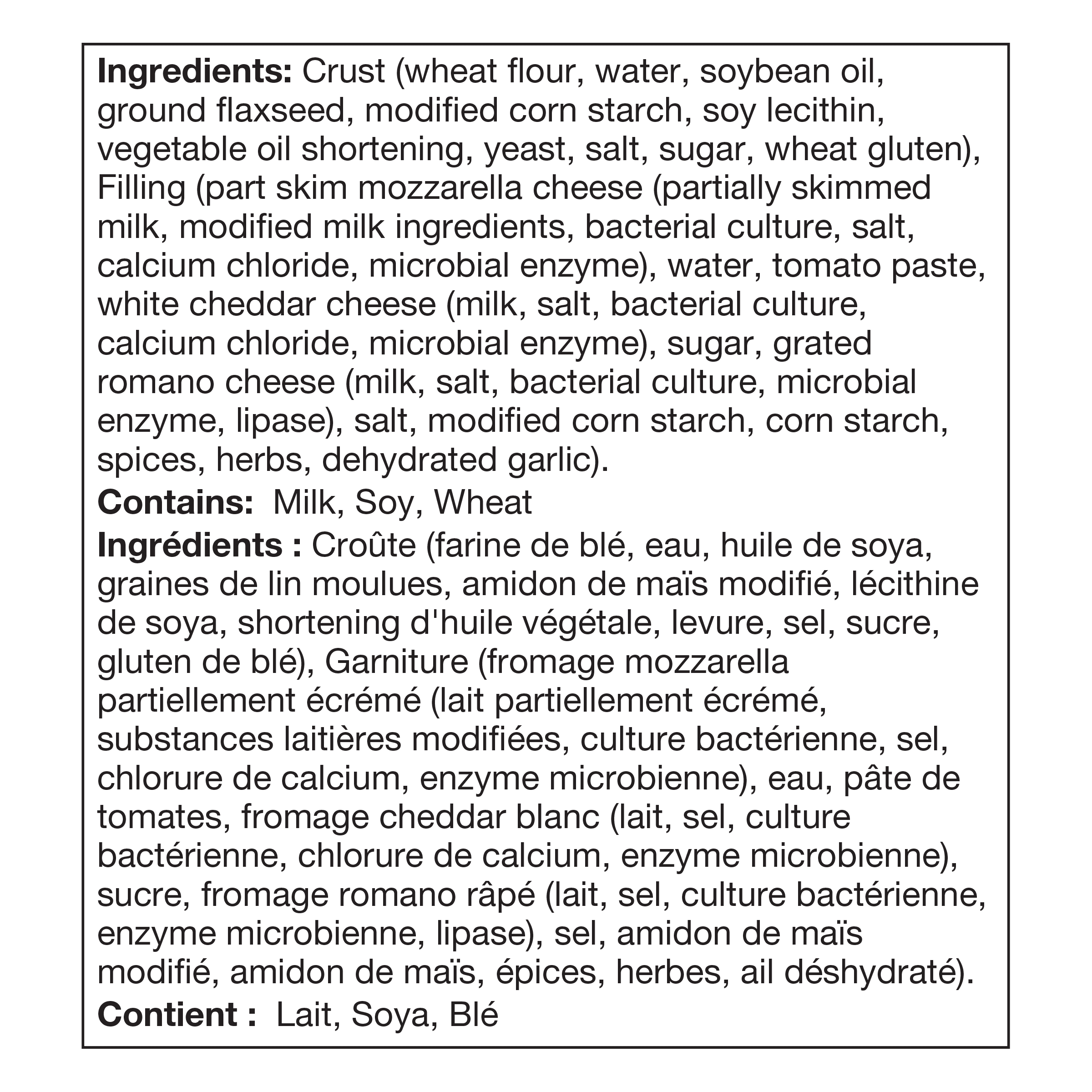 McCain® Pizza Pockets® Three Cheese, Made in Canada from domestic and imported ingredients, 3 x 100g