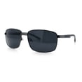 thumbnail image 5 of Polarized Mens Rectangular Metal Rim Gentlemanly Wrap Curved Sunglasses [Gunmetal - Black], 5 of 7
