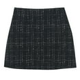 thumbnail image 2 of KHONTS Women's Tweed Mini Skirts Elegant Plaid Button A-Line High Waist Bodycon Pencil Wrap Skirts Black XXL, 2 of 6