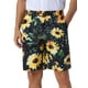 thumbnail image 1 of Pantalones cortos impresos con flores INSPIRE CHIC para hombres, con frente plano, botón y cremallera, patrón de flores, 30 negro, 1 of 5