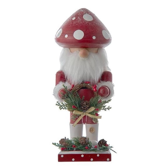 Kurt S. Adler 9 in. Wooden Mushroom Santa Nutcracker
