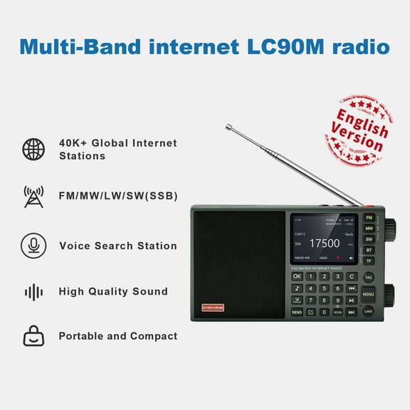 CHOYONG LC90 Mini  Multi-Band Smart Internet Radio Portable WiF/4G,AM/FM,Longwave & Shortwave Radio with  SSB Single Side Band ,Bluetooth,TF Card ,All World Radios,digital radio, choyoung