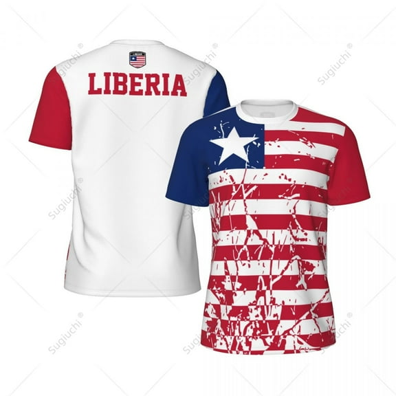 Exclusive design Liberia Flag Grain 3D Printed Men For Running Bike Soccer Tennis Fitness Sports tshirt Mesh Fans Short T-shirt