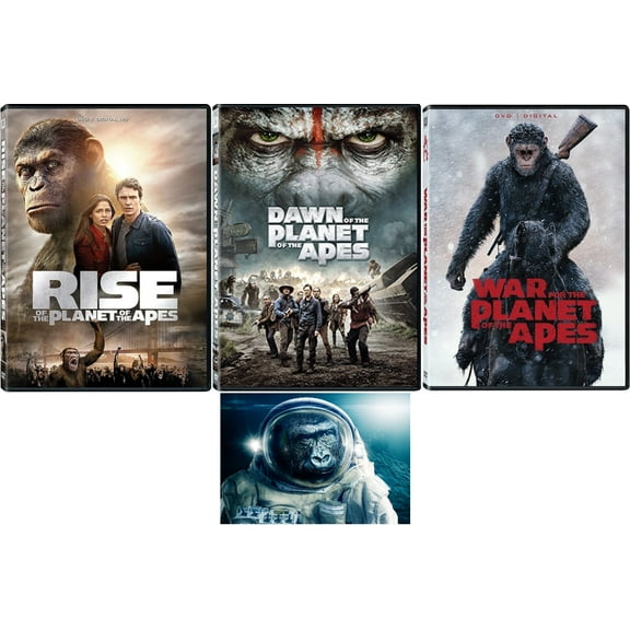 Planet Of The Apes Trilogy Rise / Dawn / War For The Planet Of The Apes 3 DVD Set Includes Glossy Print Movie Art Card