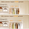 thumbnail image 4 of H2 Wall Mounted Clothing Rack, Expandable Industrial Pipe Clothes Rack Garment Racks for Hanging Clothes, Heavy Duty Closet Organizers and Storage in Closet System, White, 4 of 9