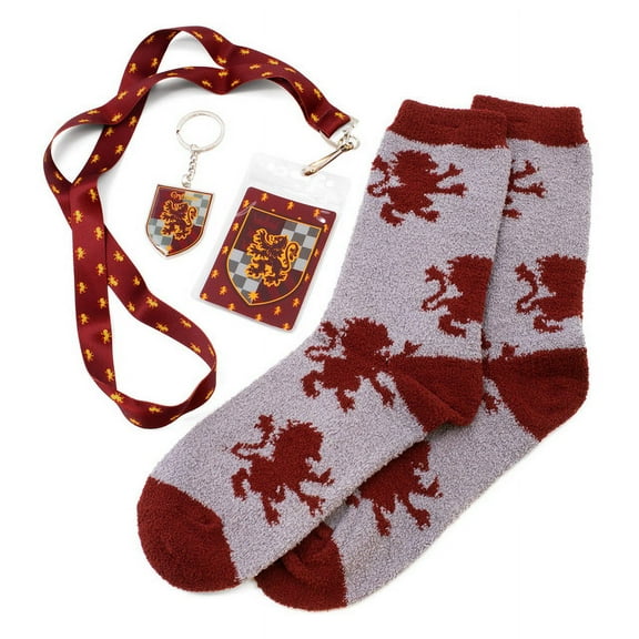 Gryffindor Premium 3pc Accessory Bundle Crew Socks, Keychain, Lanyard