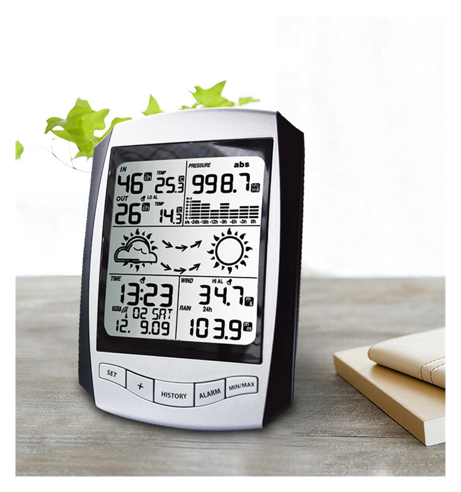 Weather Station With Anemometer, Rain Gauge, Small Home Weather Forecast Machine ,Easy to Operate