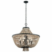 Farmhouse Eight Light Chandelier in Distressed Black Finish Bailey Street Home 147-Bel-2279194
