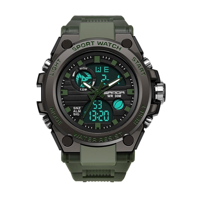 Sanda Men Sport Watch Dual Display Analog Digital LED Electronic Wrist Watches