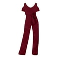 thumbnail image 2 of Baqcunre Short Sleeved Hollowed Out Off Shoulder Jumpsuit with Lace Up Jumpsuit,Size M,One Piece Jumpsuit,Womens Jumpsuit,Jumpsuits for Women Casual,Women's Pants,Women Clothing,Red, 2 of 5