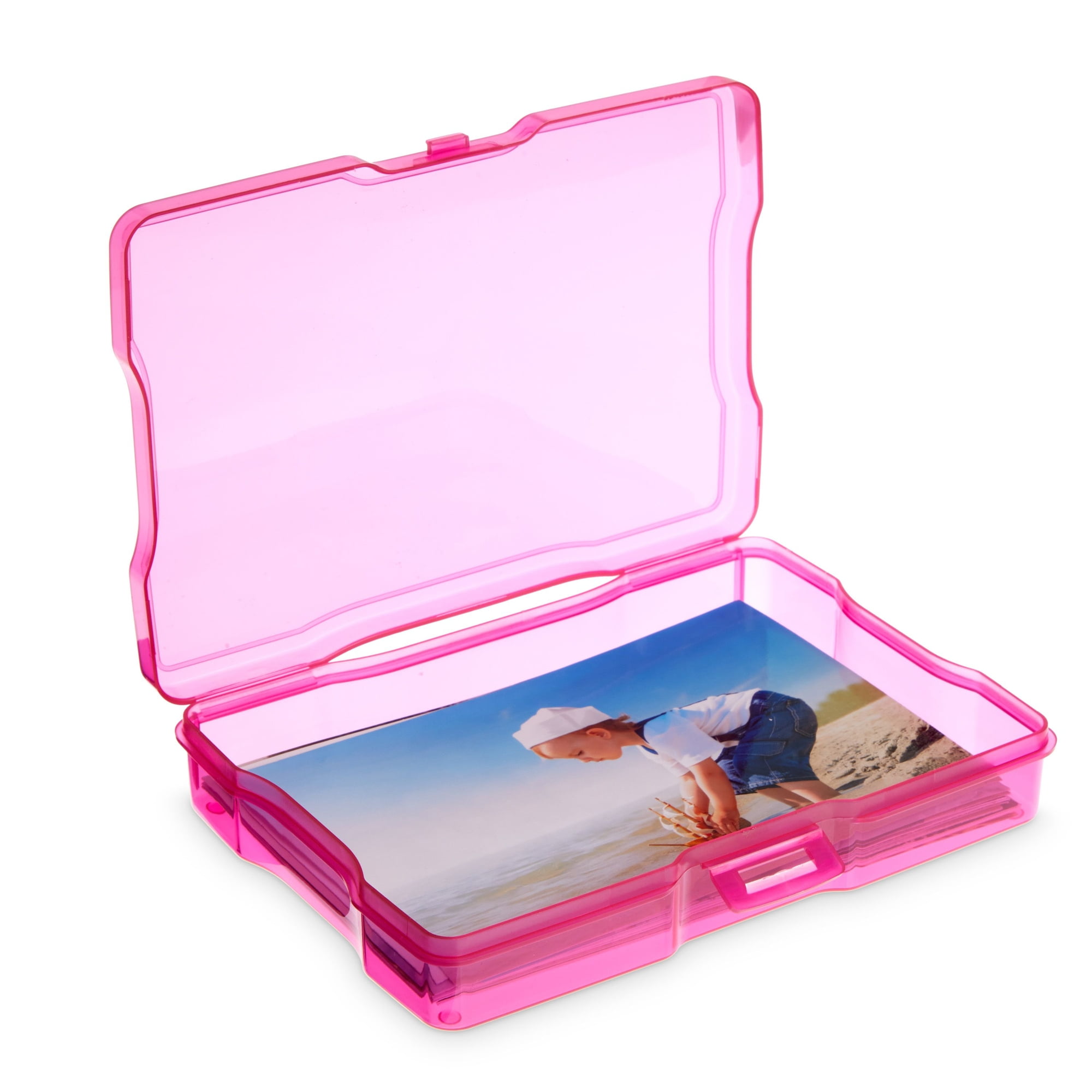 Jigitz 4x6 Photo Storage Box with Carrier - Clear Compartment