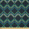 thumbnail image 2 of Ambesonne Bohemian Fabric by the Yard Microfiber, Colorful Lines Zigzags Art, 3 Yards, Navy Blue and Pistachio Green, 2 of 2