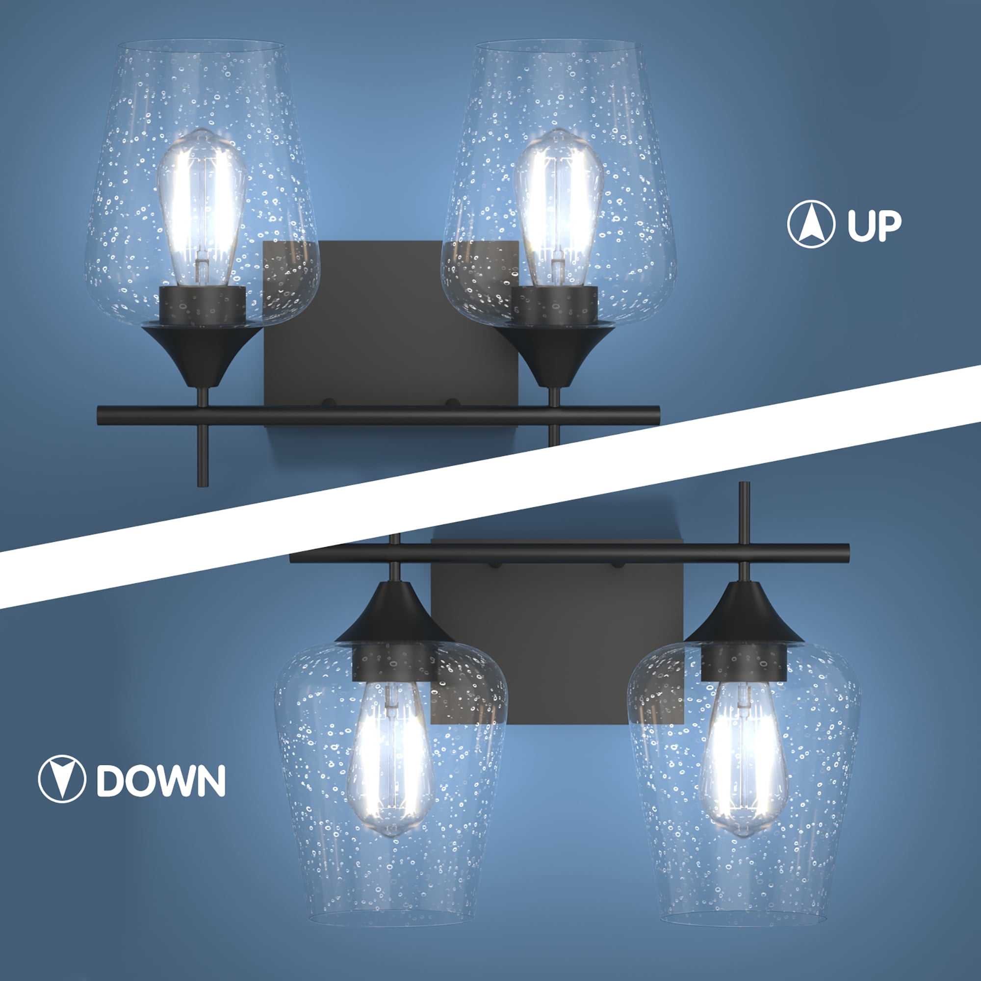 Costway 2-Light Wall Sconce Modern Bathroom Vanity Light Fixtures with Clear Glass Shade