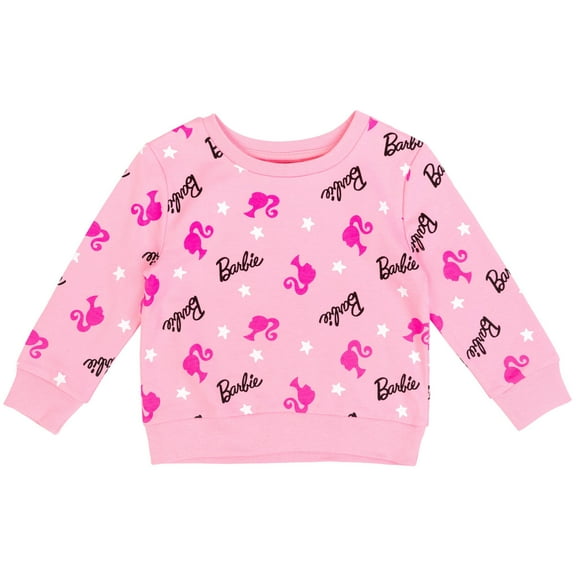 Barbie Toddler Girls French Terry Pullover Sweatshirt Toddler to Big Kid