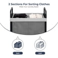 thumbnail image 4 of Laundry Hamper 2 Section, 100L Rolling Laundry Sorter Cart with Removable and Washable Liner Bag, Rolling Clothes Hamper with Metal Handle for Laundry Room and Bedroom, Gray, 4 of 13