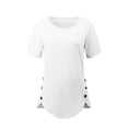 thumbnail image 4 of Sweet Home Farm Short Sleeve Shirts for Women Spring Round Neck Irregular Curved Splicing With Loose Casual T Shirt T Shirts for Women White, 4 of 4
