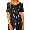 thumbnail image 2 of Fiudx Liquidación de Ofertas Flash Moda Mujer Casual Cuello Redondo Impresión Blusa Manga Corta Camiseta Verano Tops, 2 of 4