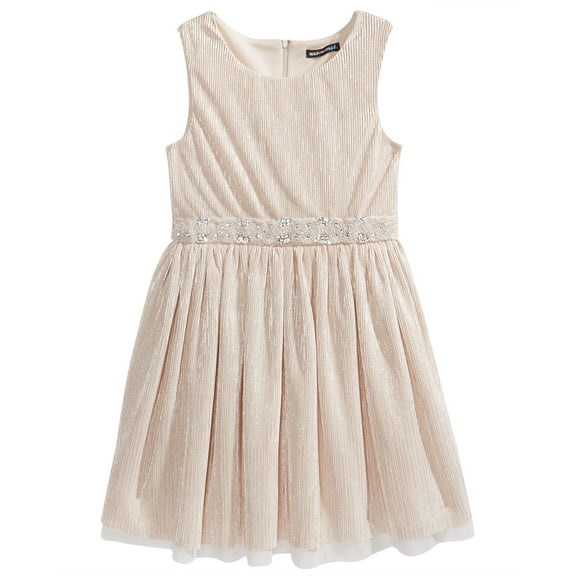 Sequin Hearts 'Rose Gold' Girls Embellished-waist Party Dress (14, Champagne)