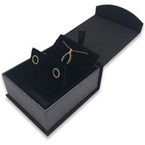 1 Qty - Metallic Seal Grey Magnetic Flap Earring / Pendant Jewelry Box - Textured Gift Box