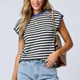 thumbnail image 2 of TFEOQRY Women's Fashion Casual New Crew-Neck Striped Loose Pullover Sweater Top Black, 2 of 5