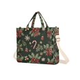 thumbnail image 7 of FORMRS Womens Corduroy Tote Bag Crossbody Shoulder Handbag with Pocket, Green Christmas Holly, 7 of 7