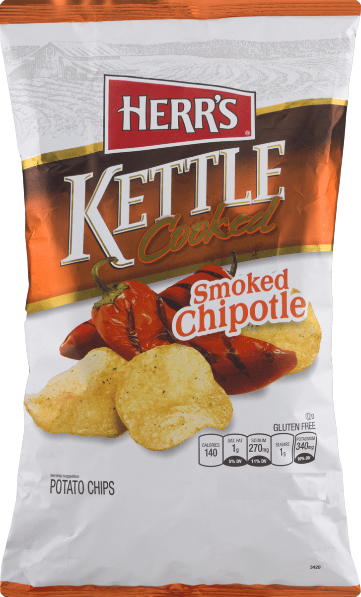 Herr's Kettle Cooked Smoked Chipotle Potato Chips, 3Pack 7.5 oz. Bags