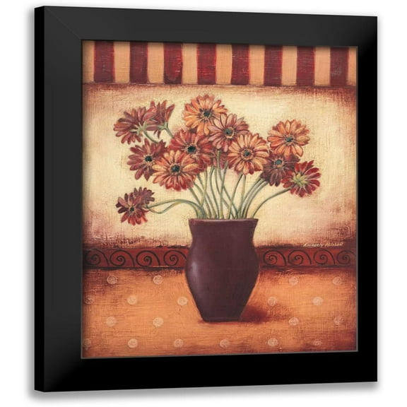 Poloson, Kimberly 12x14 Black Modern Framed Museum Art Print Titled - Red Daisies