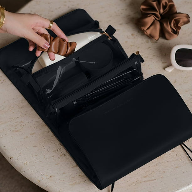Neceser De Viaje De Gran Capacidad Para Mujer, Organizador De Cosméticos De Cuero Con Múltiples Compartimentos Y Material Resistente Al Agua, Espacioso Neceser.,Vsgery