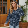 thumbnail image 3 of DISNIMO Skull Floral Printed Pullover Tops for Women Long Sleeve Sweatshirts V Neck Hoodies Waffle Shirts for Fall Winter, 3XL, 3 of 7