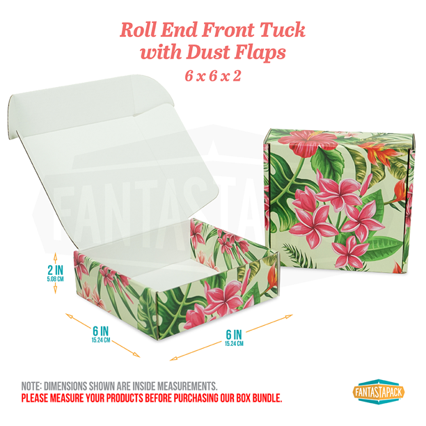 Hawaiian Flower Shipping Boxes 6" x 6" x 2" Hawaiian Print Shipping
