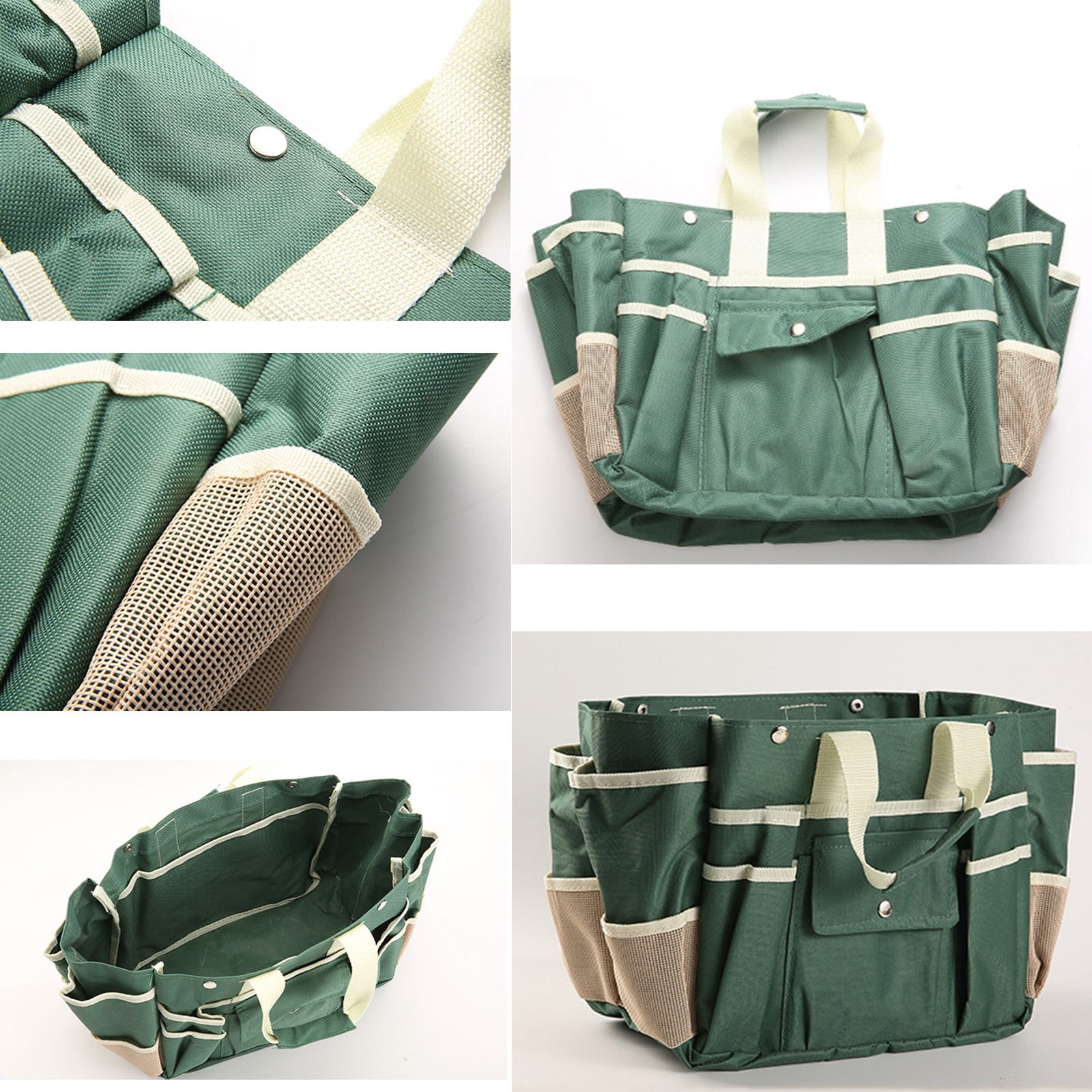 Multi Functional Folding Gardening Tool Storage Bag Handheld Organizer with Multiple Pockets, Durable Cloth Tote for Garden Tools