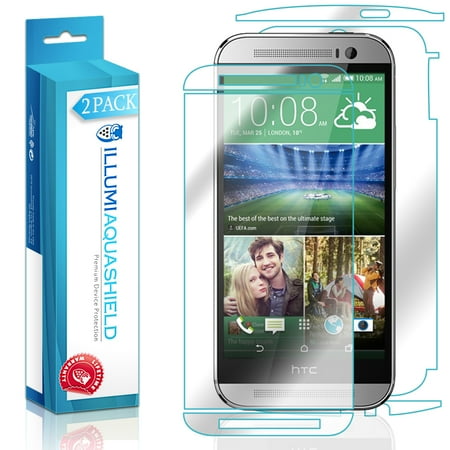 2x iLLumi AquaShield HD Front Screen + Back Panel Protector Cover for HTC One M8