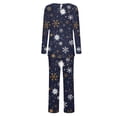 thumbnail image 6 of ZHYou Women's Christmas Pajama Sets Women Long Sleeve Long Pajamas Sets Loungewear Sleepwear Colorful Christmas Print Soft Comfortable Breathable Festive Holiday Edition,Navy,Size XL, 6 of 8