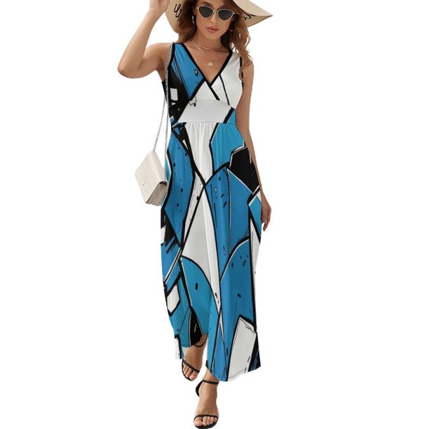 Vestido De Noche De Lujo Sin Mangas Para Mujer, Abstract Geometrical Vestido De Fiesta