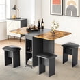 thumbnail image 2 of Stmoze Foldable Dining Table Set for 4, Extendable Kitchen Table with 4 Leather Upholstered Chairs, 5 Pieces Dining Set with Wheels & Storage Shelves, for Dining Room, Apartment, Rustic Brown, 2 of 8