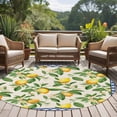 thumbnail image 5 of 5ft Round Rug, Summer Lemon Non-Skid Rubber Backing Large Area Rugs - Living Room Bedroom Home Office, Green Botanical Watercolor Fruits Blue Indoor Floor Mat Carpets Washable Rug, 5 of 9