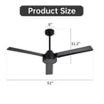 thumbnail image 2 of 52" Ceiling Fan without Light,3 ABS Blades Farmhouse Ceiling Fan with Remote Control 6-Speed Reversible Dc Motor Black for Living Room,Bedroom,Kitchen, 2 of 7