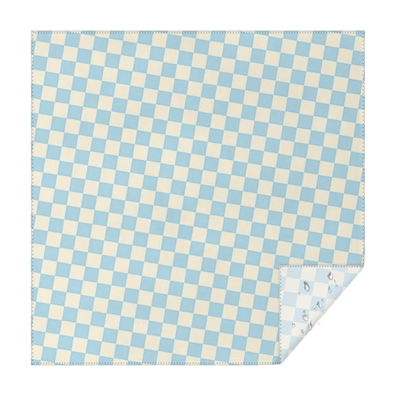 Light Blue and Cream Checkered Pattern Square Tablecloth,Waterproof Square Table Cover,Wipeable Spillproof Washable Table Cover for Home Kitchen Party Decor 42"X42"(107x107cm)