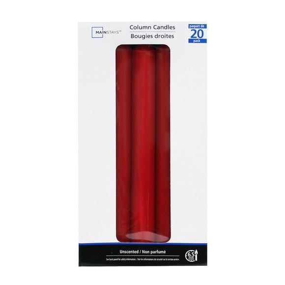 Mainstays 8" Unscented Red Column Candles