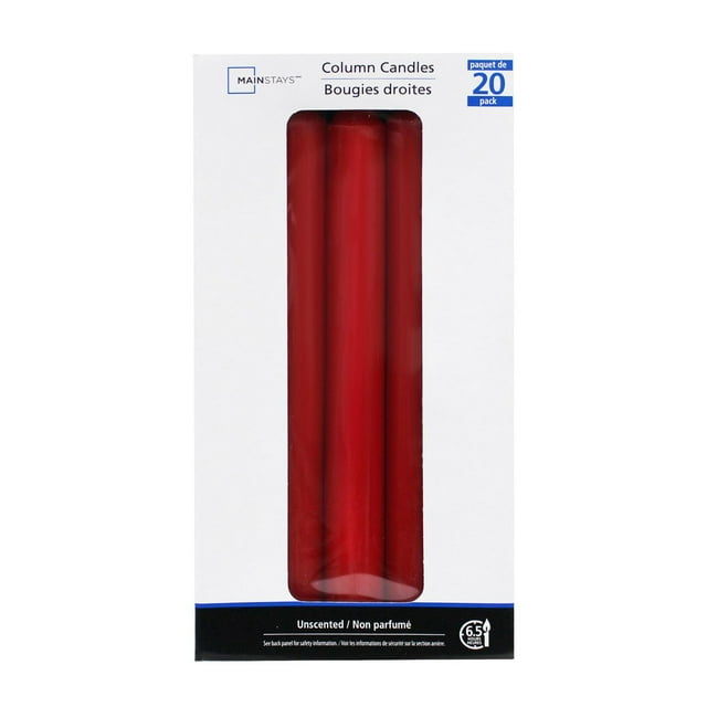 Mainstays 8" Unscented Red Column Candles